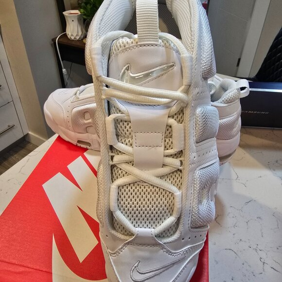 Nike Air More Uptempo Low White-White-White Triple White Sz 10.5 [FZ3055-100] - Picture 2 of 14